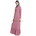 Frilled abaya dress with pintucks- Puce Pink Frilled abaya dress with pintucks- Puce Pink